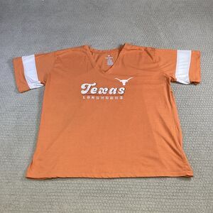 Texas Longhorns V Neck T-Shirt Women's 2X Fanatics Football Orange White Stripes